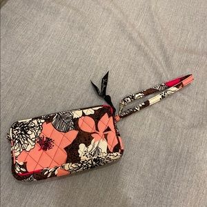 Vera Bradley Pink and Brown Mocha Rouge Quilted Floral Wallet Wristlet